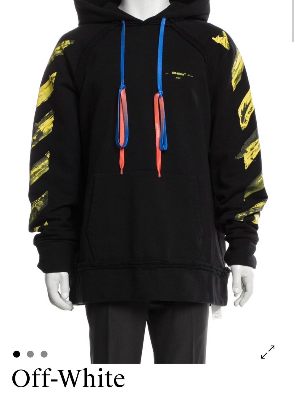 Off-White Black Hoodie with Blue Drawcord